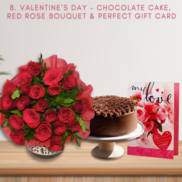 Valentine's Week bundle - Valentine's Day - Cake, Bouquet, and card Combo