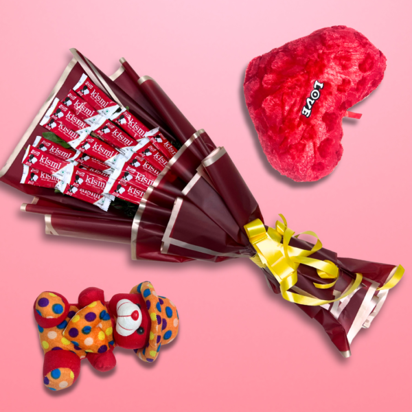 Kisme chocolate bouquet made with a beautiful wrap perfect gift for Kiss Day