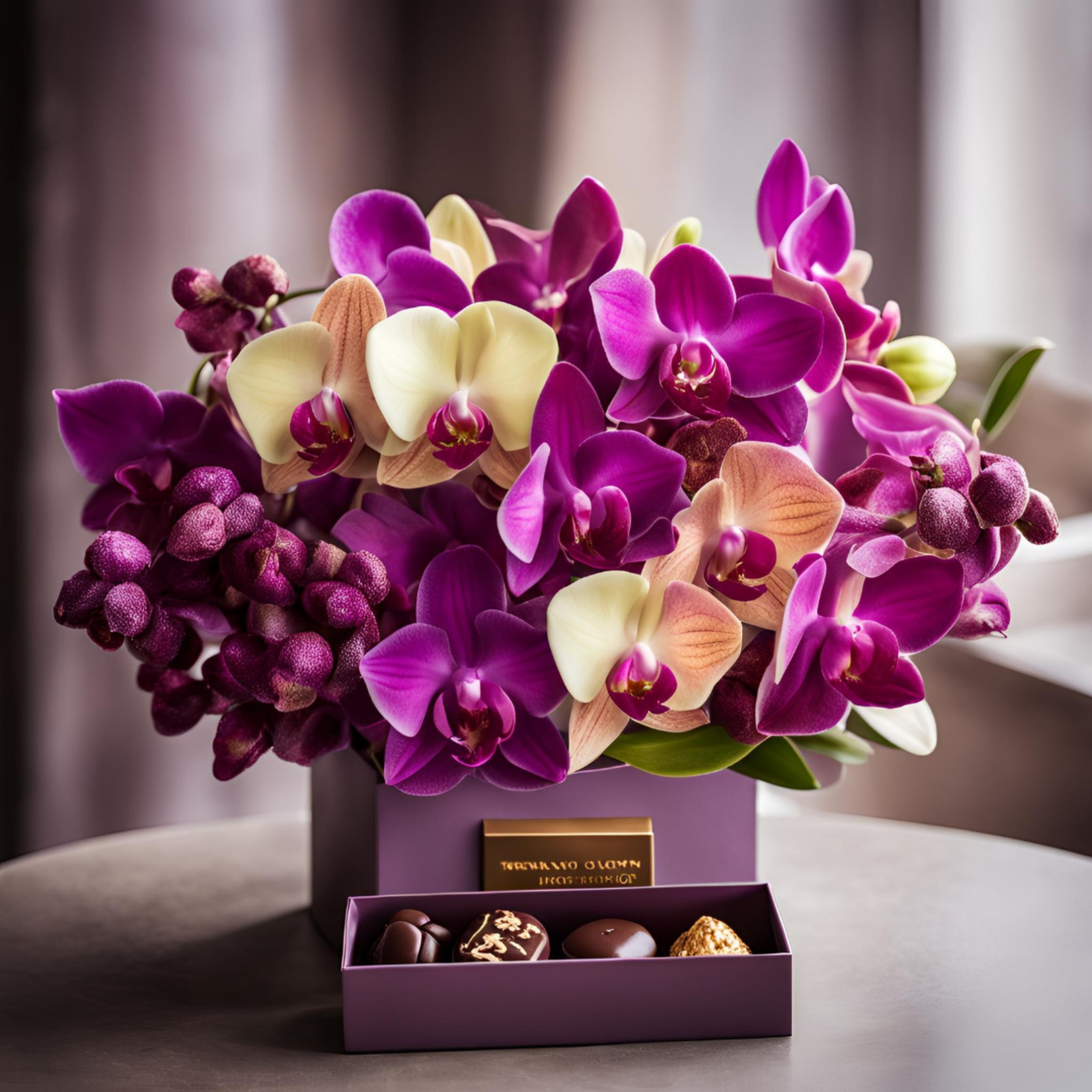 Orchid bouquet with chocolates combo 