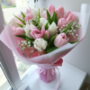 White & Pink Tulips Bouquet