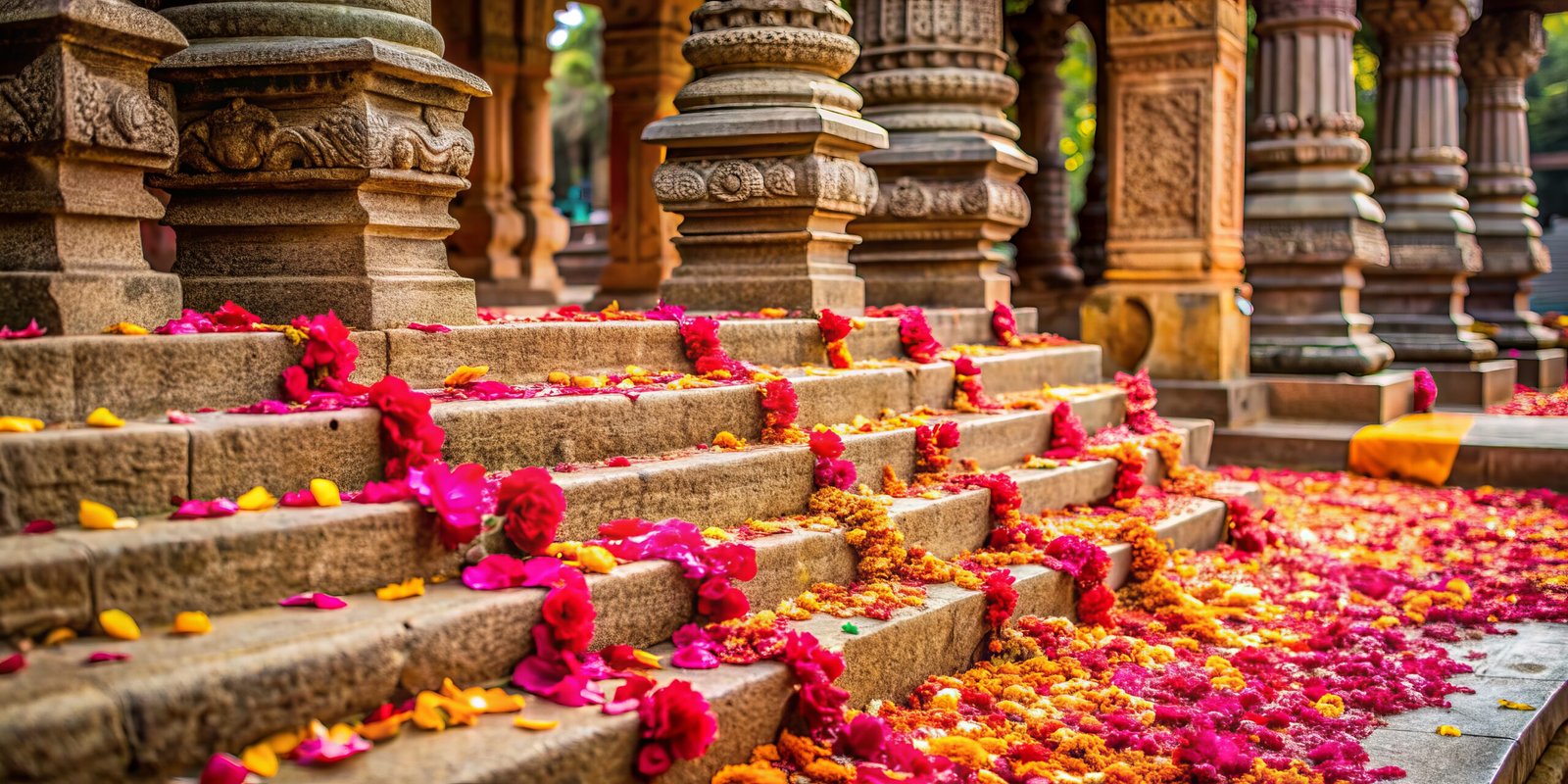 A south Indian temple decoration with flowers