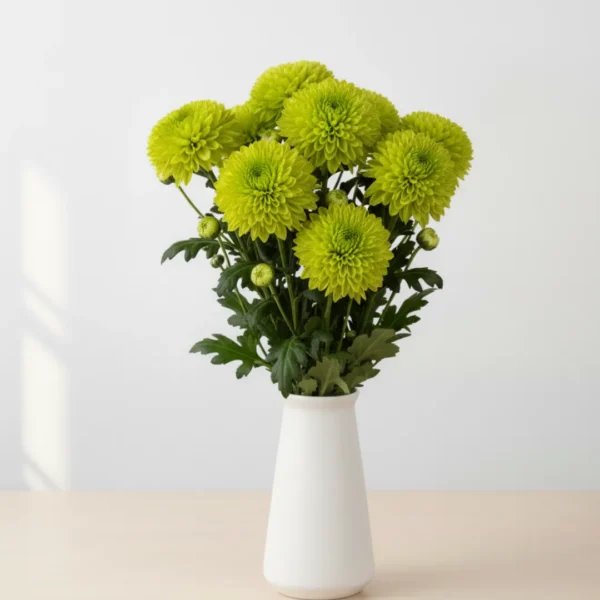 Green Disbuds Chrsyanthemums in a vase