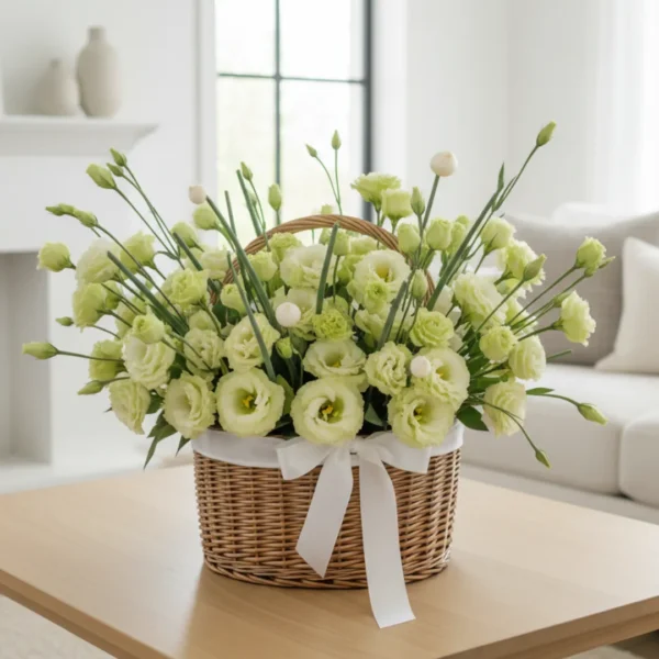 Green Eustoma in a basket