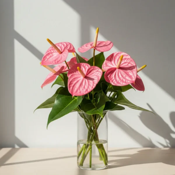 Pink Anthuriums in a vase
