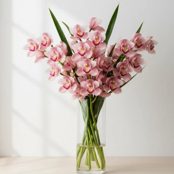 Pink Cymbidiums in a vase