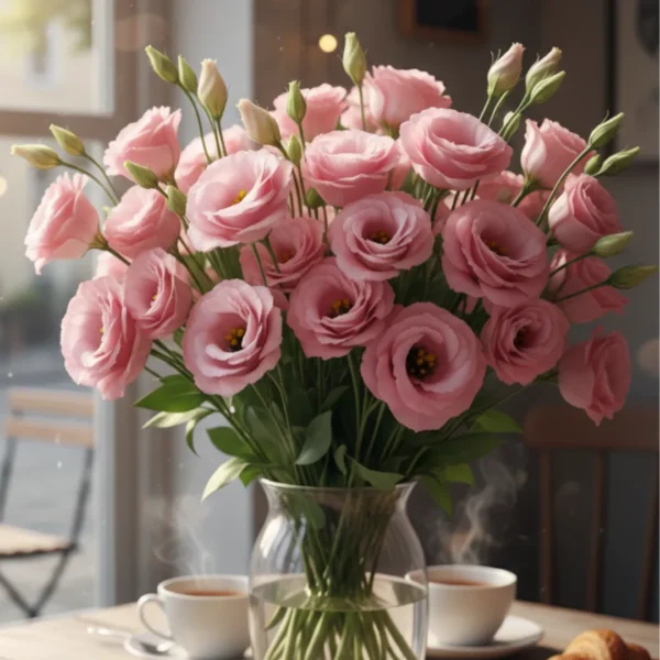 Pink Eustoma in a vase