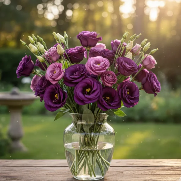 Purple Eustoma in a vase