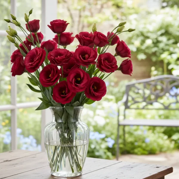 Red Eustoma in a vase