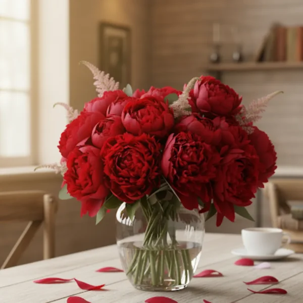 Red Peonies in a vase
