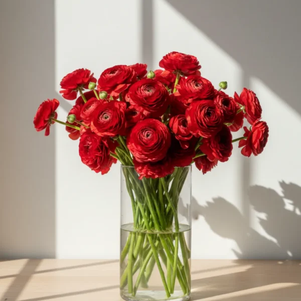 Red Ranunculus in a vase