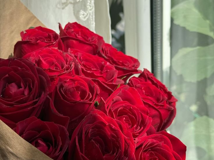Romantic red roses bouquet gift symbolizing deep love and passion.