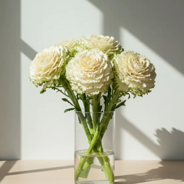 White Brassica in a vase