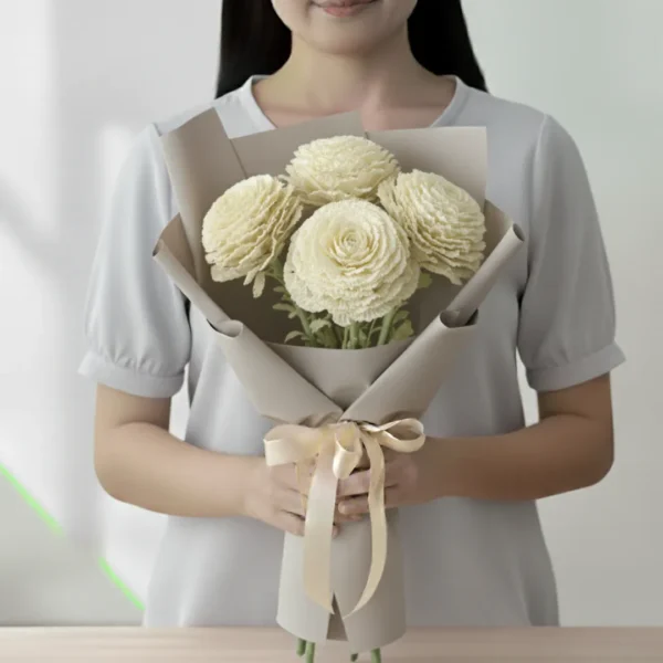 White Brassica wrapped and held in hands by a girl