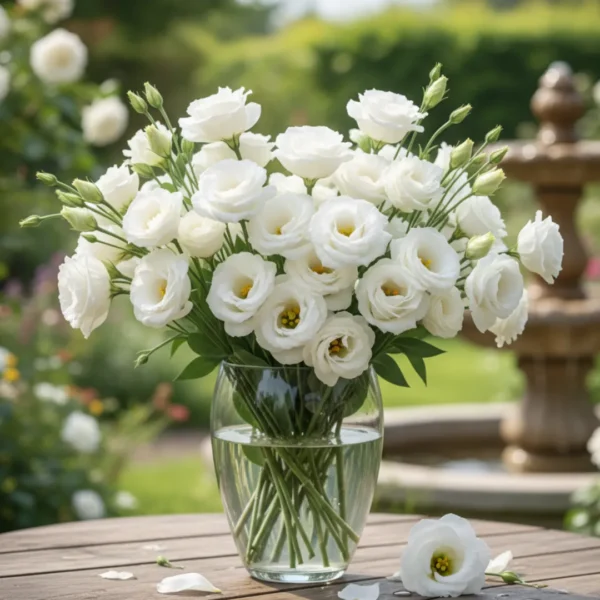 White Eustoma in a vase