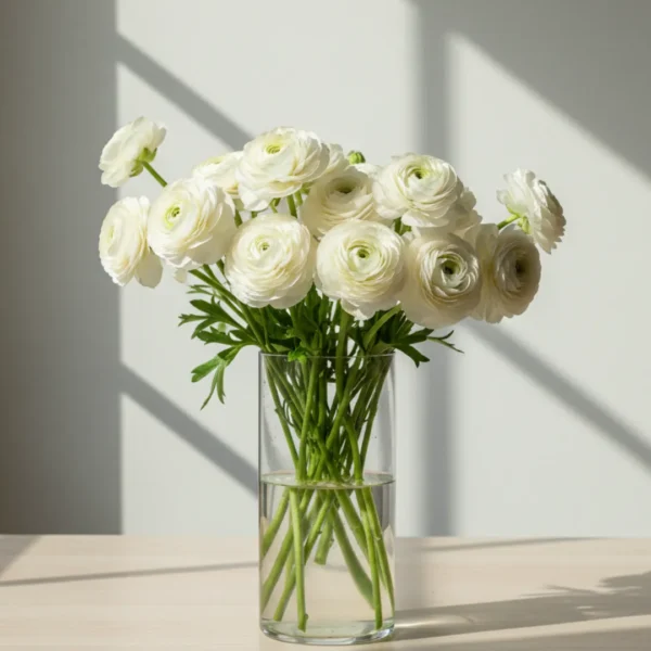 White Ranunculus in a vase