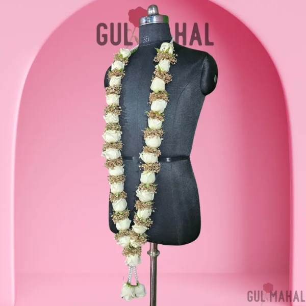 Elegant white rose garland
