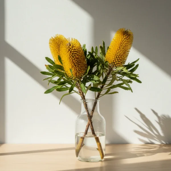 Yellow Banksia in a vase