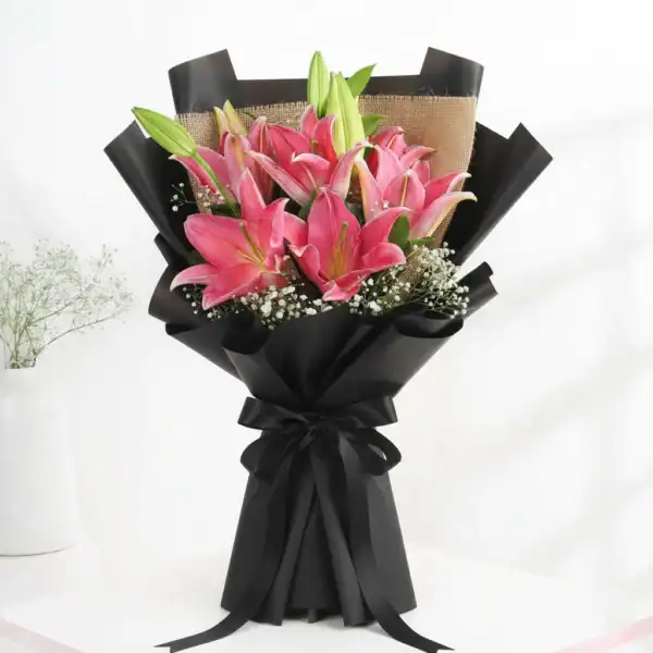 Beautiful Pink Asiatic Lily Bouquet