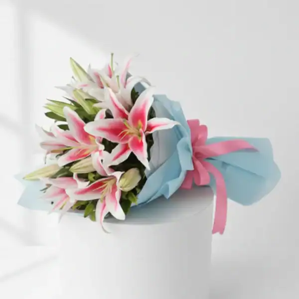 Buy Beautiful Pink Oriental Lily Bouquet online at Best Prices