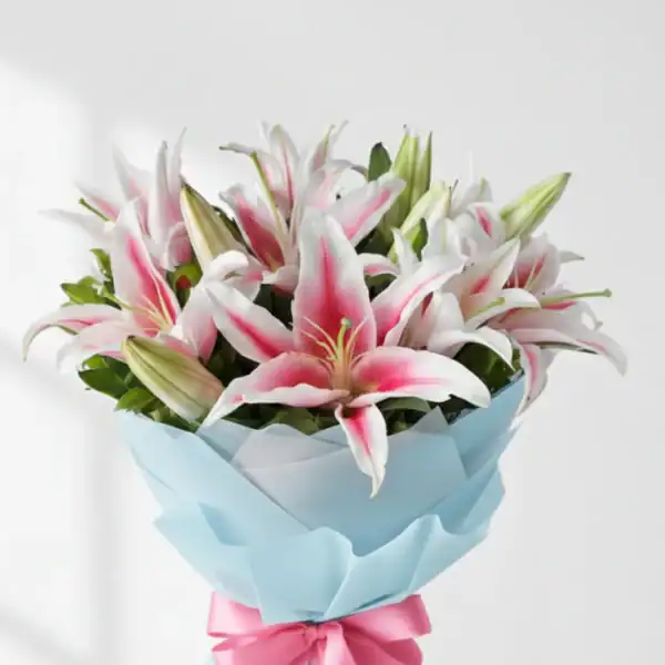 Buy Beautiful Pink Oriental Lily Bouquet online for your loved ones