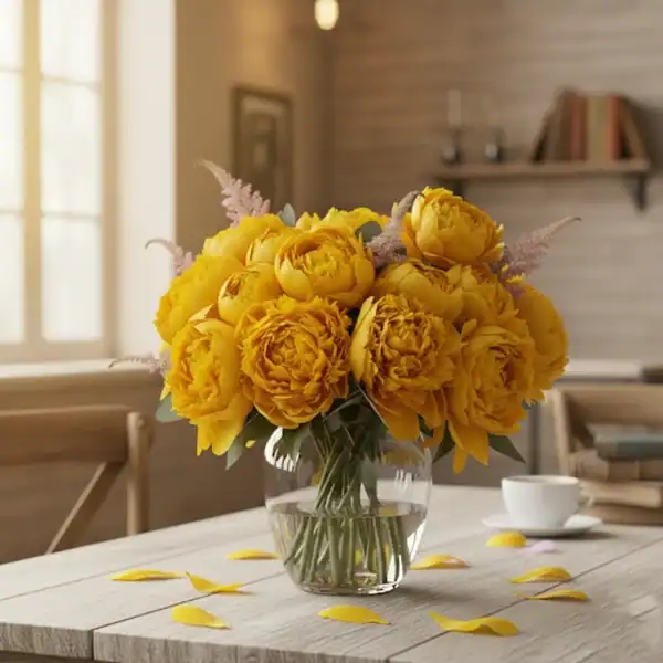 Yellow Peonies in a vase