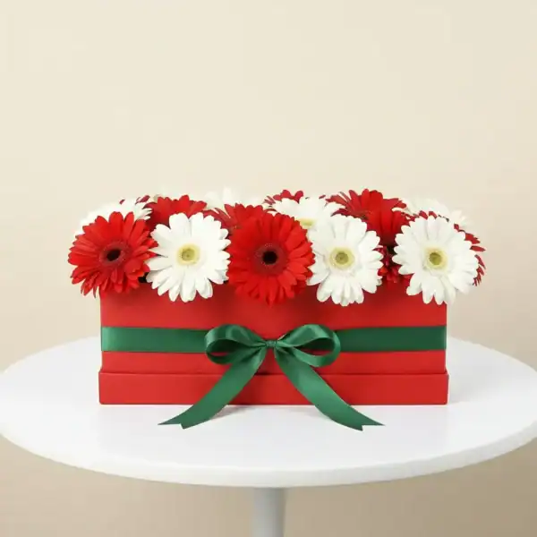Beautiful Box with Red & White Gerbera
