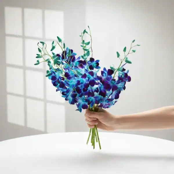 Blue Orchids held in hands