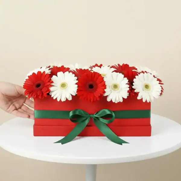 Box with Red & White Gerbera