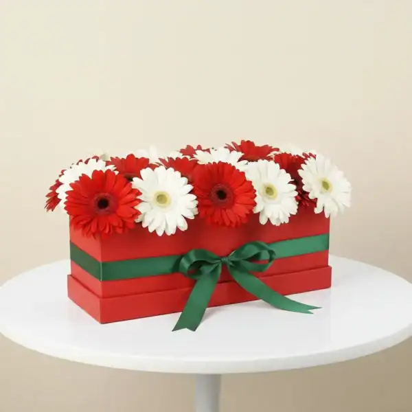 Box with Red & White Gerbera online at best prices