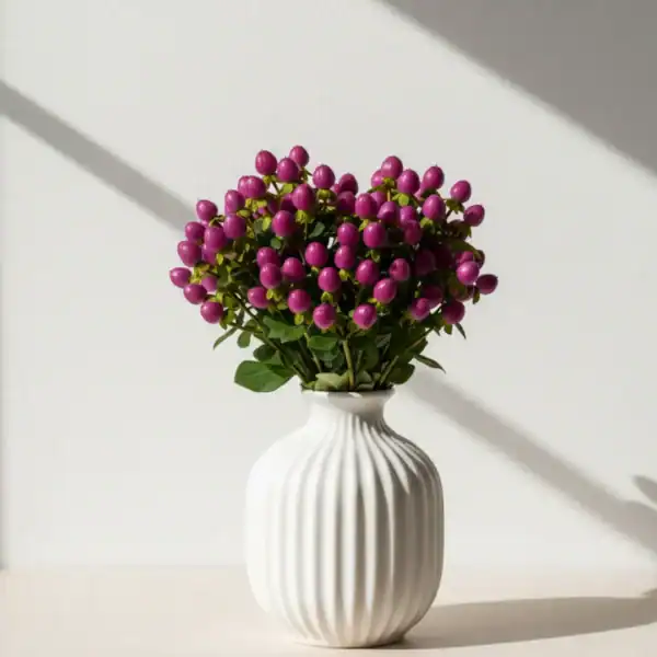 Purple Hyperciums Berry in a vase