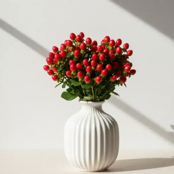 Red Hyperciums Berry in a vase
