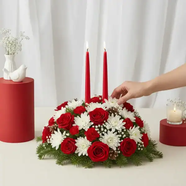 The perfect Christmas Centerpiece made of flowers