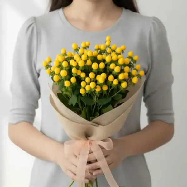 Yellow Hyperciums Berry in a vase