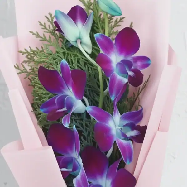 Beautiful Single Stem Blue Orchid Bouquet