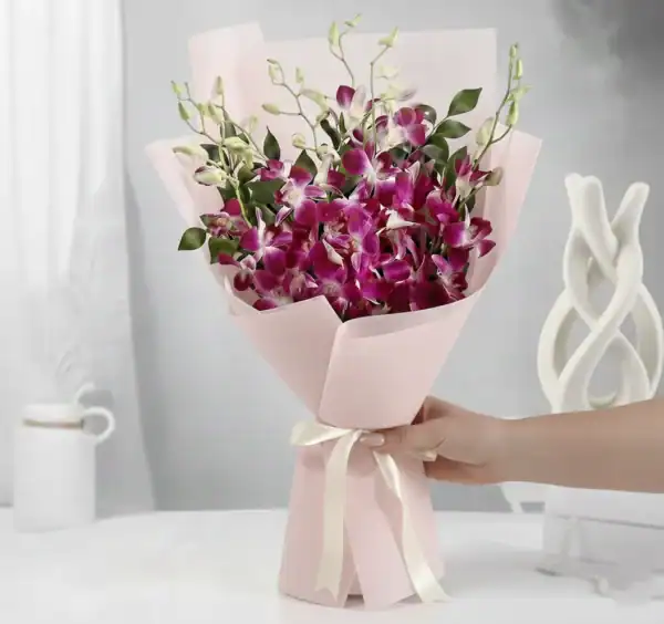 Medium Size Purple Orchids Flower Bouquet