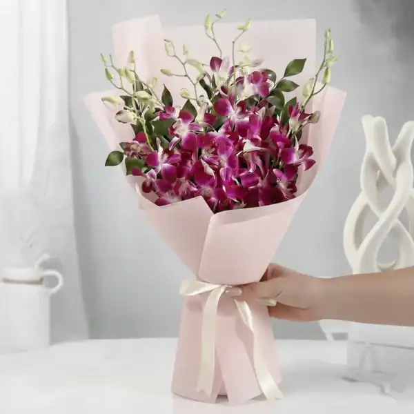 Medium Size Purple Orchids Flower Bouquet