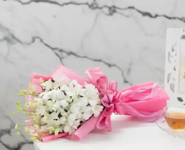Medium Size White Orchid Flower Bouquet