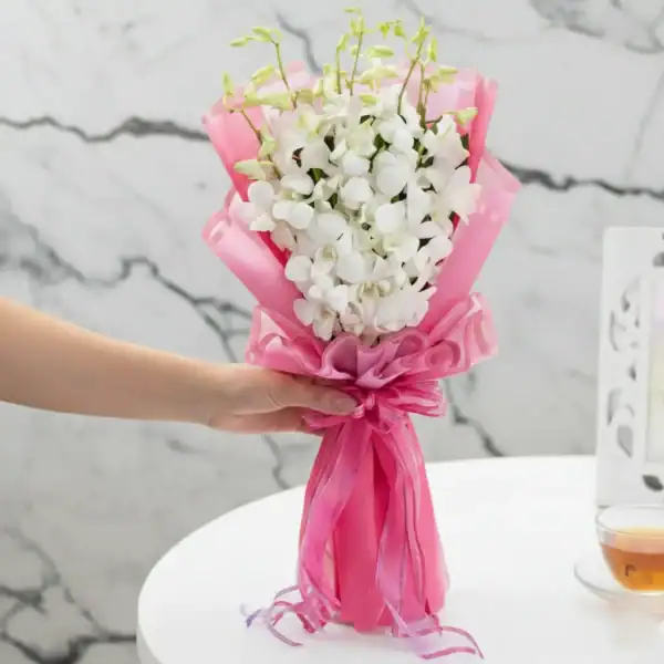 Medium Size White Orchids Bouquet