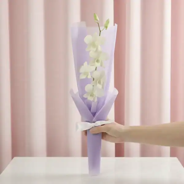 Single Stem White Orchid Flower Bouquet