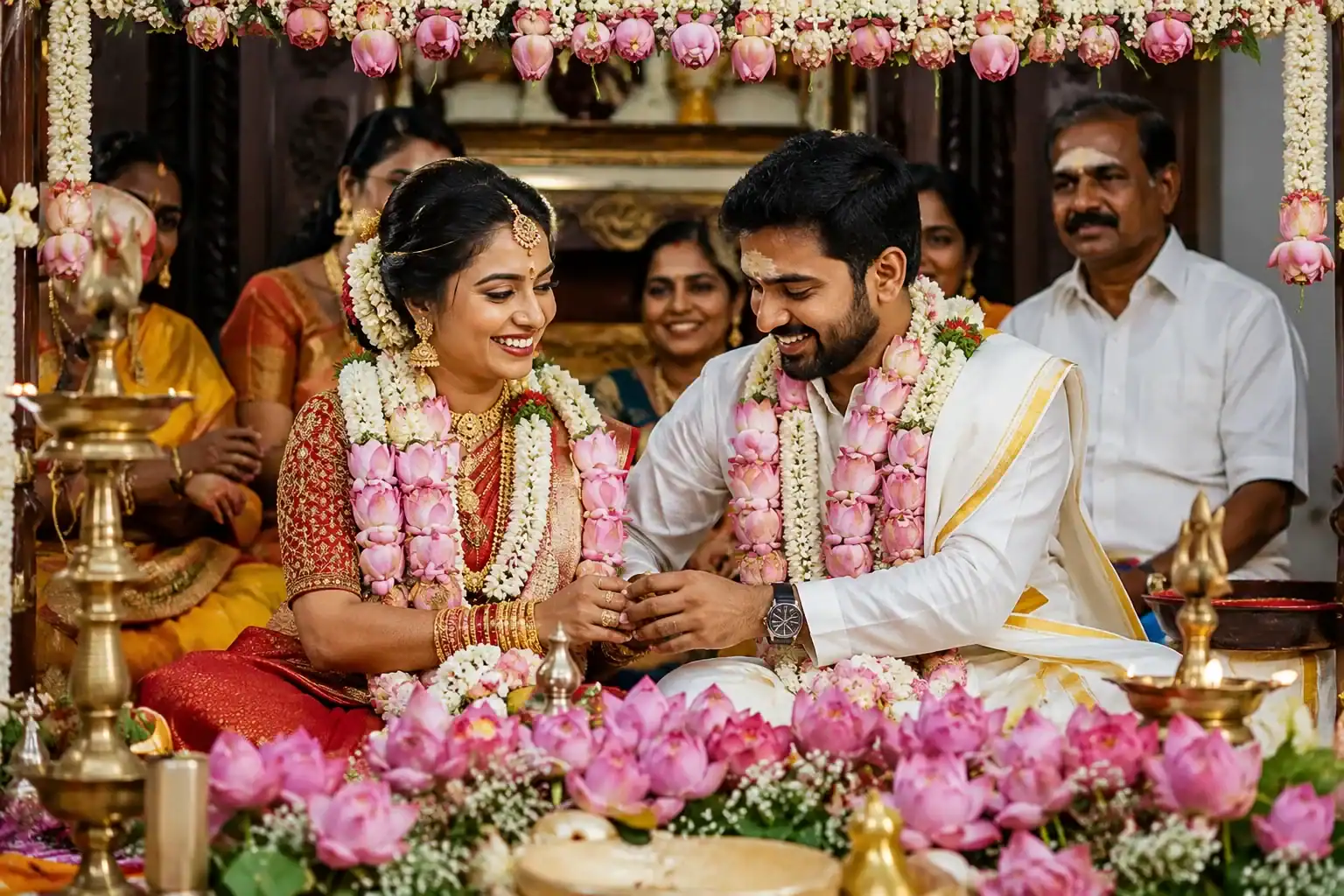 Predominant presences of the lotus as a sacred symbol in Tamilian Weddings 