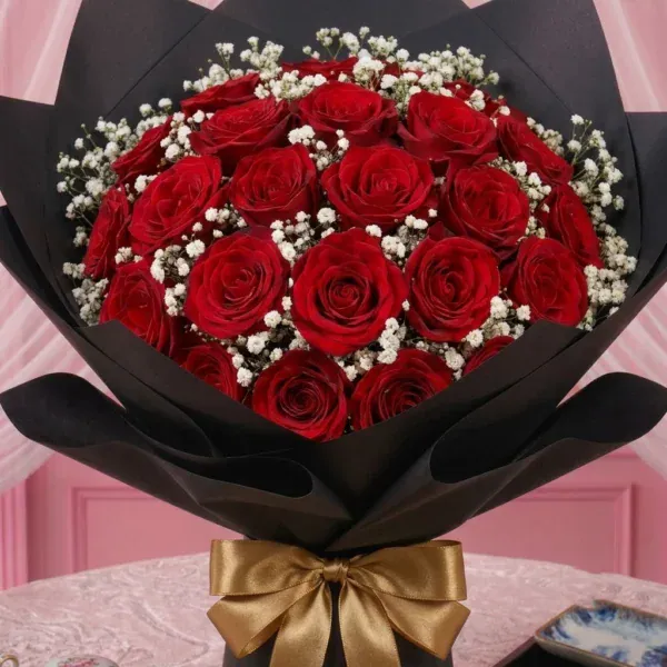 Amazing Red Rose Bouquet wrapped beautifully in high quality paper