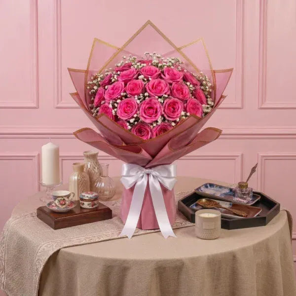 Beautiful Pink Roses Bouquet - 20 Stems