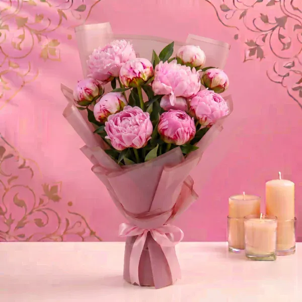 Exotic Pink Peonies Bouquet - 10 Stems