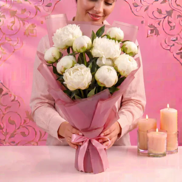 Exotic White Peonies Bouquet - 10 Stems