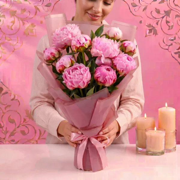 Luxurious Pink Peonies Bouquet - 10 Stems