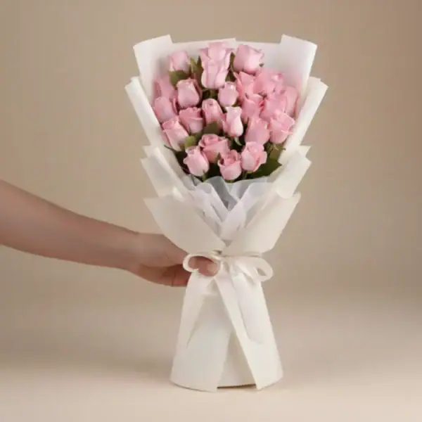 Pink Rose Bouquet held in hand