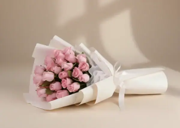 Pink Rose Bouquet on table