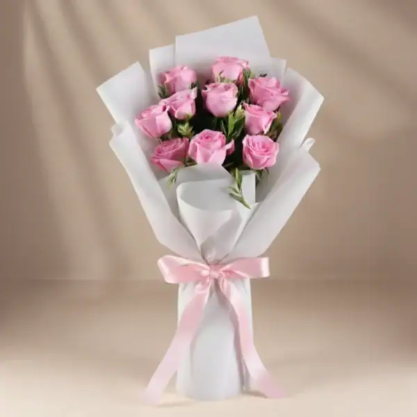 Pink Roses Bouquet - 10 Stems