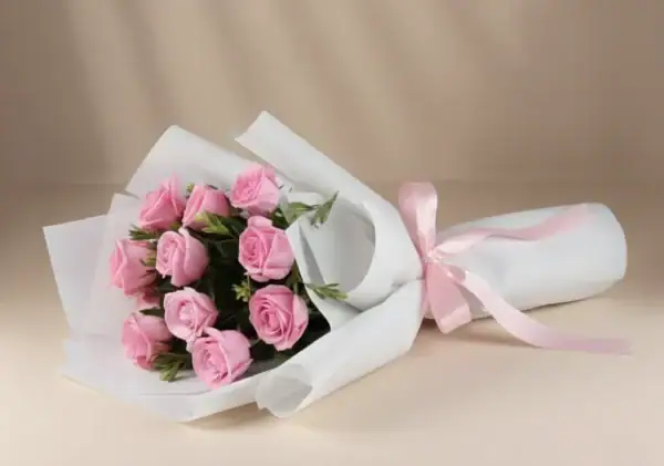 Pink Roses Bouquet on table