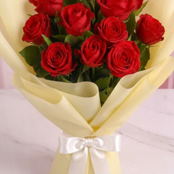 Pretty bouquet made with red roses